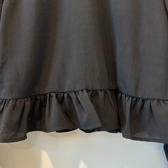 Cotton:On Basic Long Sleeve Black Top High Neck Modest Ruffle Neutral Office Sm - Picture 3 of 8